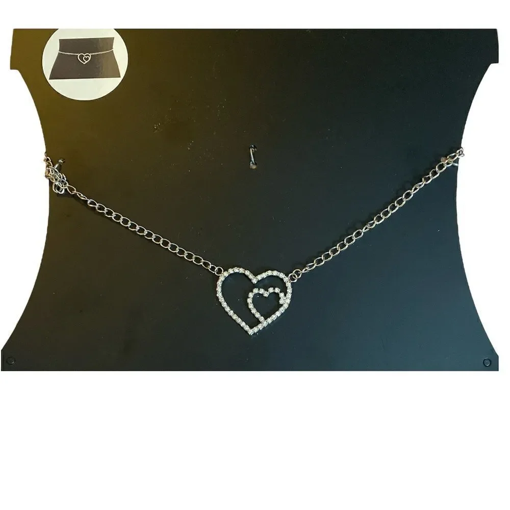 Heart Rhinestone Chain Belt‎